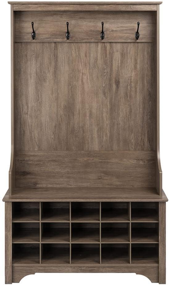 Hall Tree with Shoe Storage Drifted Gray - Prepac