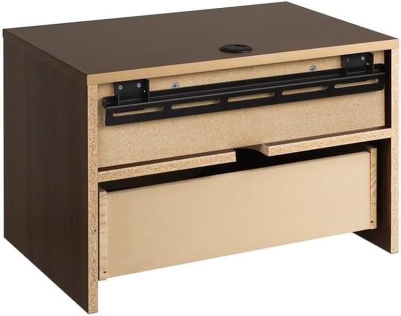 Floating 1 Drawer Nightstand with Open Shelf Cherry - Prepac: Laminated, Cable Management, Metal Glides
