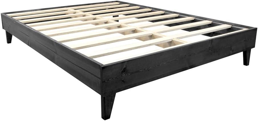 Farmhouse Pine Full Platform Bed Frame with Pressed Slats