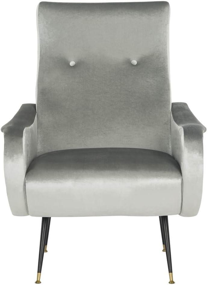 SAFAVIEH Elicia Velvet Retro Mid Century Accent Chair, Light Grey