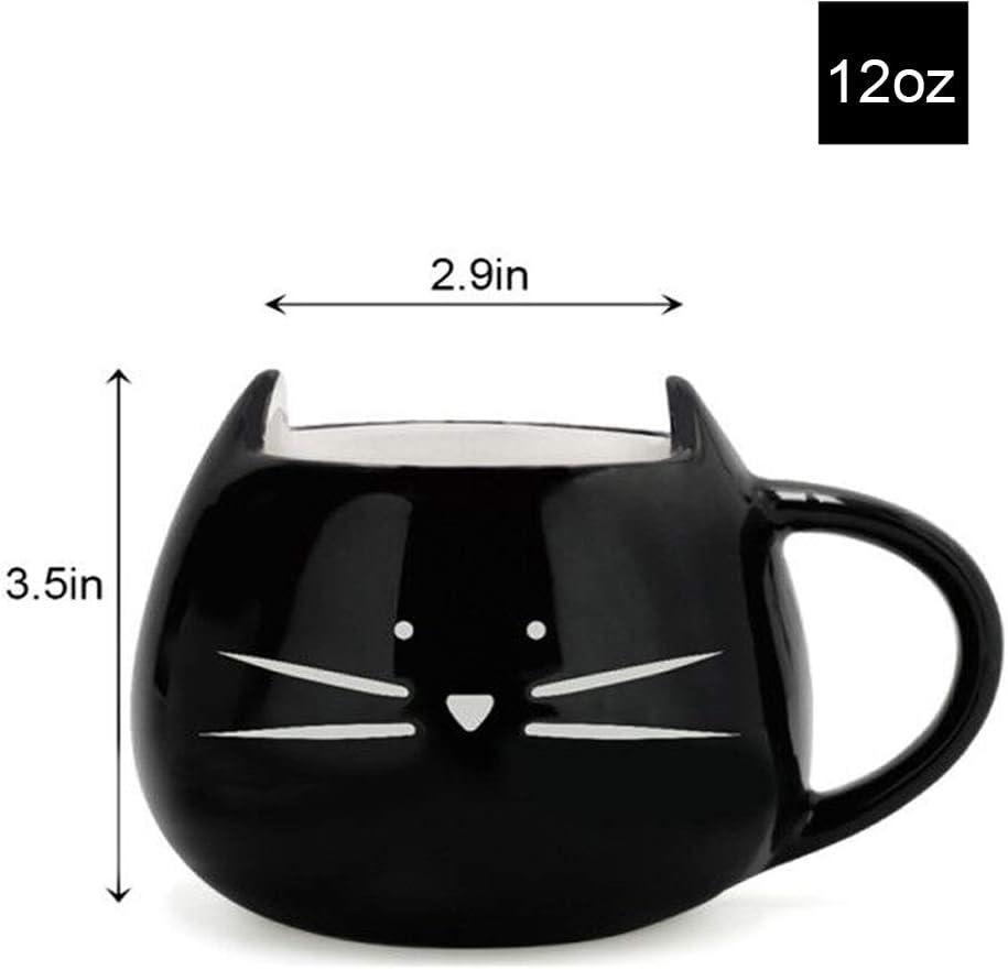 Koolkatkoo Cute Ceramic Cat Coffee Mug 12 oz Cat Lovers Kitty Tea Mugs Gifts for Women Girls Black