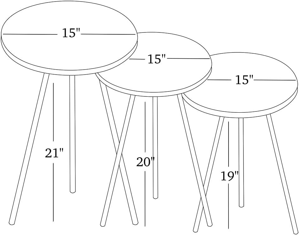 White Marble and Silver Round Nesting End Tables, Set of 3