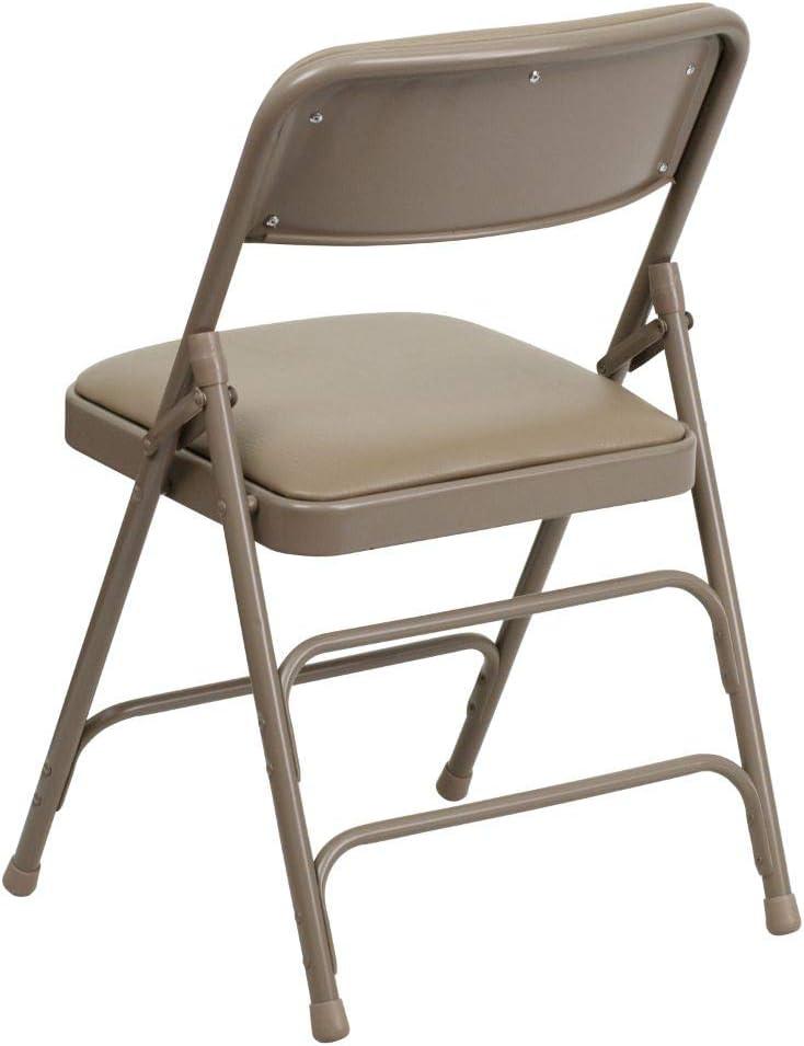 Flash Furniture 2 Pack HERCULES Series Curved Triple Braced & Double Hinged Beige Vinyl Metal Folding Chair