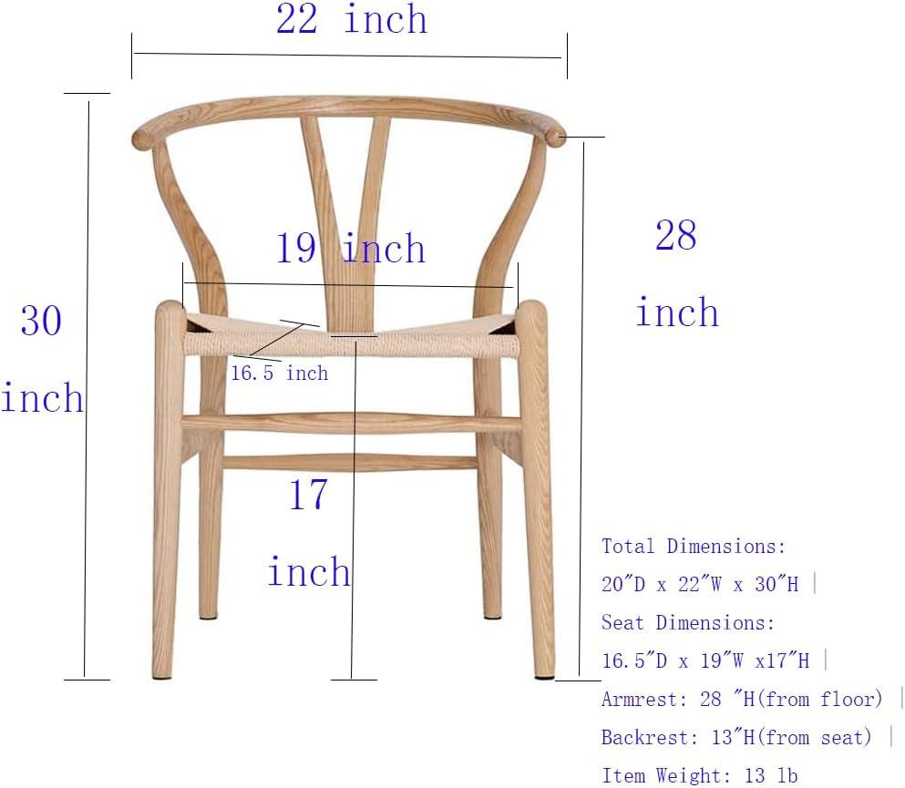 Tomile Dining Chair, Mid-Century Wishbone Chair for Living Room, Solid Wood Y Chair Armchair for Home  (Ash Wood - Natural)