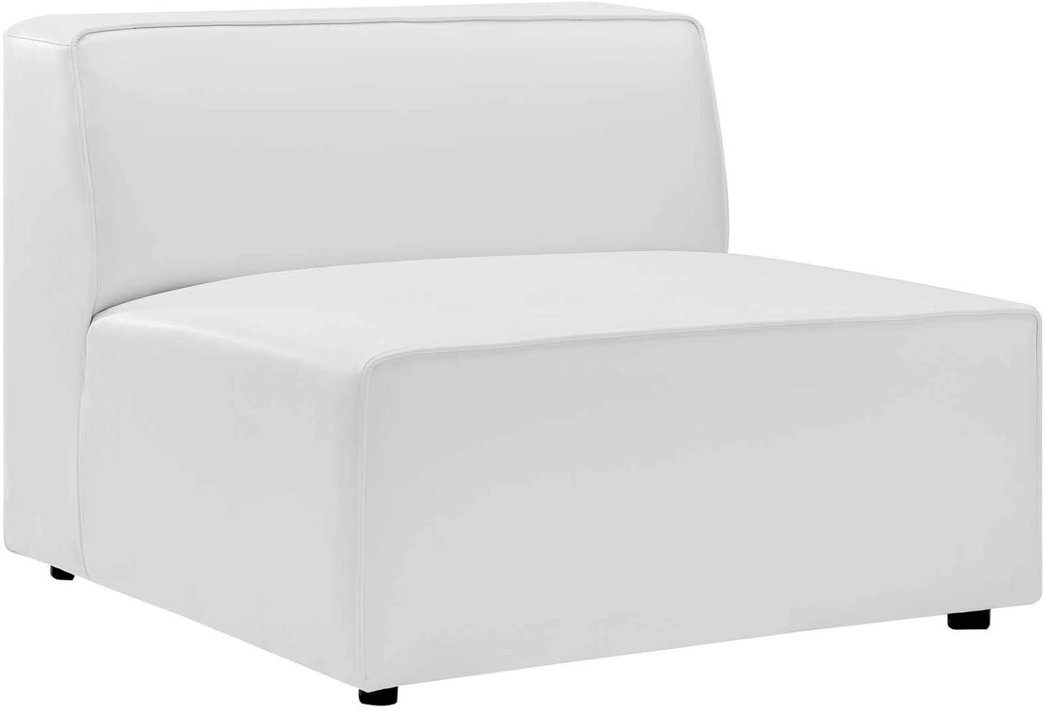 Mingle Expansive 3-Piece White Faux Leather Sectional Sofa