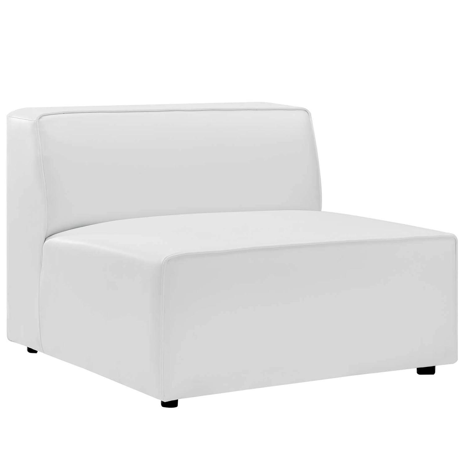 Mingle Expansive 3-Piece White Faux Leather Sectional Sofa