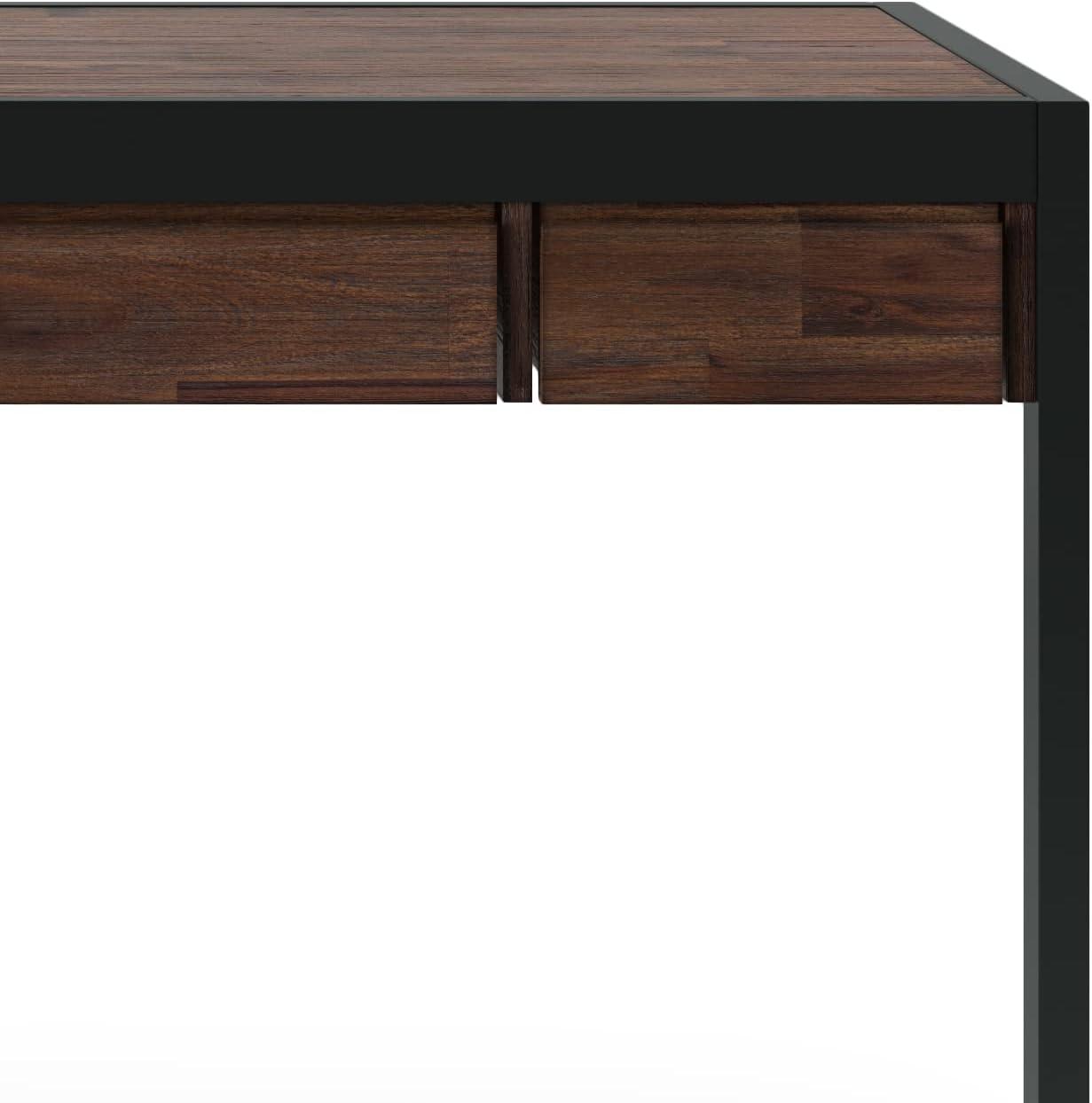 Erina SOLID ACACIA WOOD Modern 48" Wd. Small Desk in Distressed Charcoal Brown