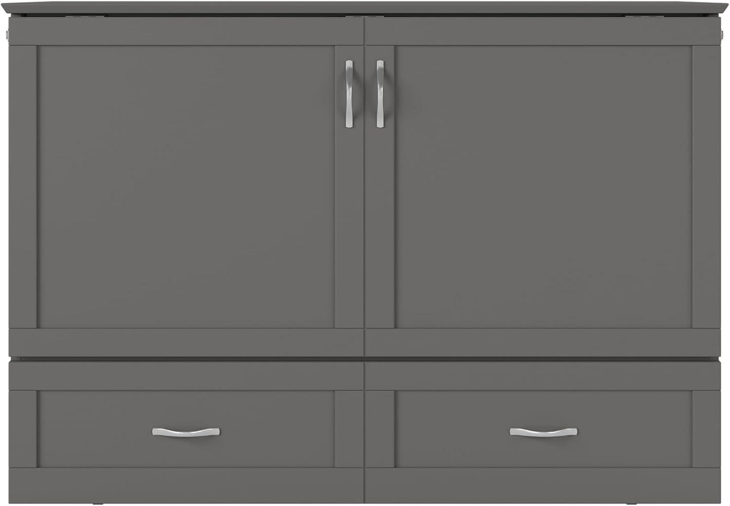 AFI Hamilton Full Solid Wood Murphy Bed Chest with Built-In Charger in Gray