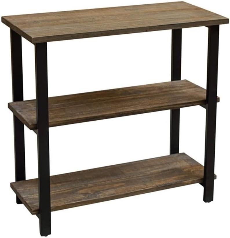 31" Pomona 2 Shelf Bookshelf Metal and Solid Wood Natural - Alaterre Furniture