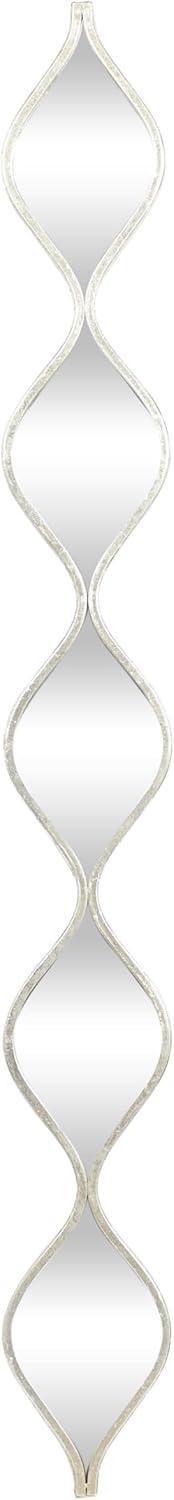 DecMode Contemporary Metal Beveled Oval Shape Wall Mirror with Silver Foil Finish, 7"W x 58"H