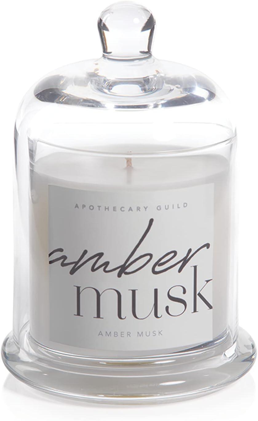 Amber Musk 10oz Scented Soy Jar Candle with Glass Dome