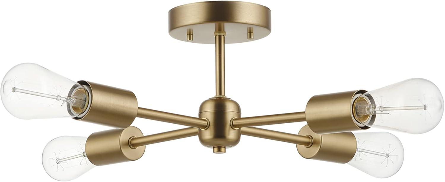 Matte Brass 17" Modern Globe Sputnik Ceiling Light