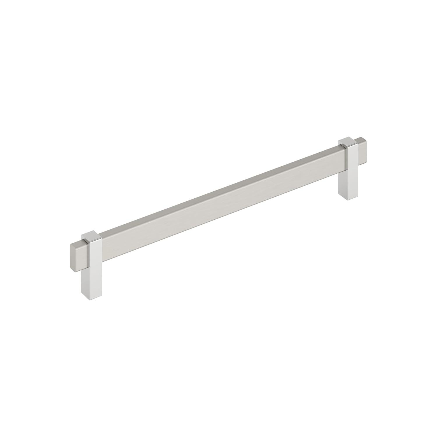 Amerock Mulino 8-13/16 inch (224mm) Center-to-Center Satin Nickel/Polished Chrome Cabinet Pull