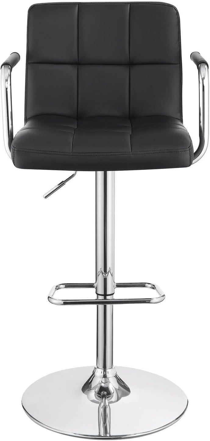 Coaster Modern Faux Leather Adjustable Height Bar Stool in Black