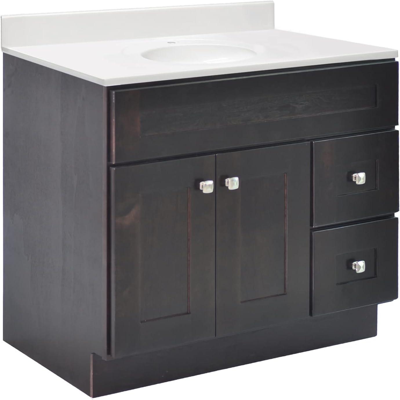 Design House Brookings 36 Inch Bathroom Vanity, Ready to Assemble, Solid Wood, Sherwin Williams – Design House, 587097