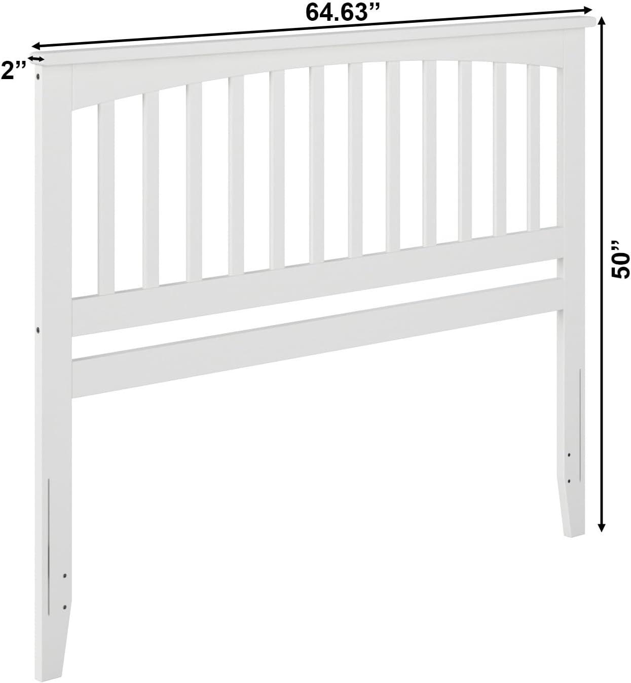 White Queen Mission Wood Panel Headboard with USB Charger