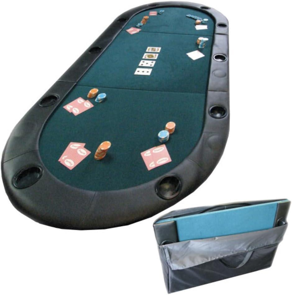 Trademark Global Texas Hold'em Folding Poker Table Top Water-Resistant Folding Mat with Cupholders and Padded Edges Seats 10 People