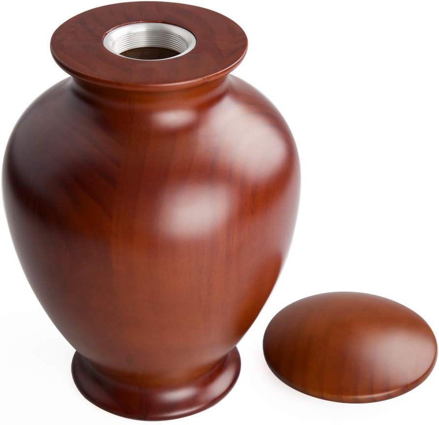 Elegant Dark Brown Pine Wood Cremation Urn