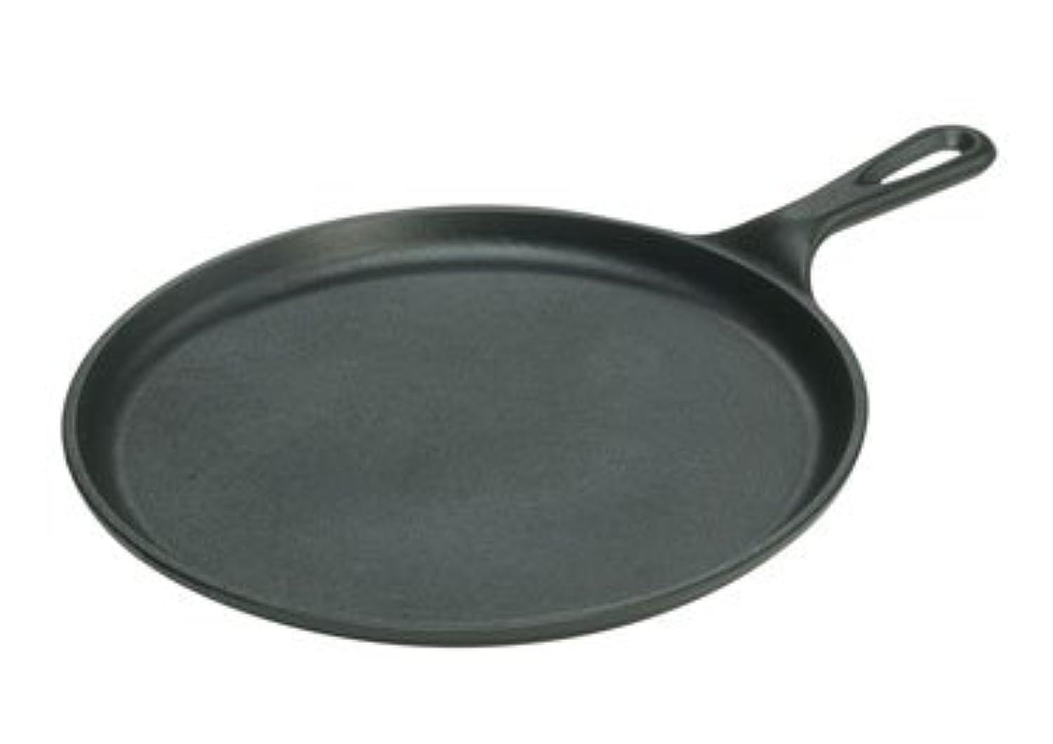 Lodge 10.5" Cast Iron Griddle: Preseasoned Nonstick Crepe Pan, Smooth Surface & Gas Compatible, Hand Wash, Black