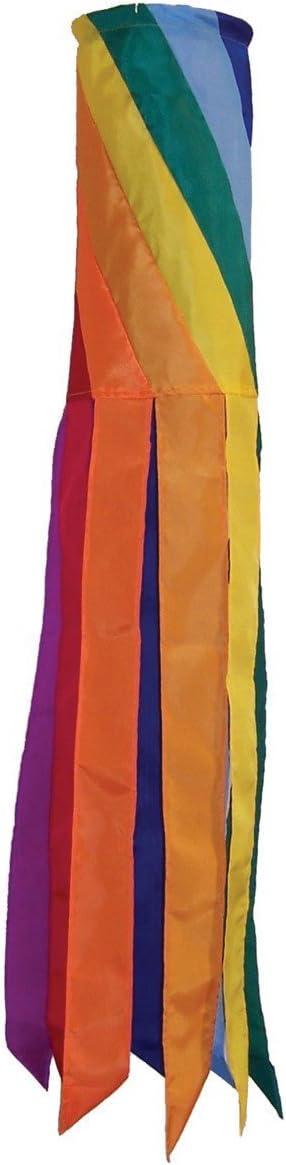 In the Breeze 4152 — Rainbow Diagonal Windsock, 40-Inch — Colorful Hanging Decoration for Yards and Gardens