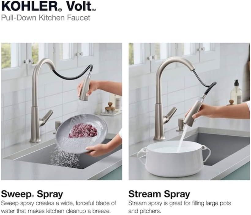 Volt Stainless Steel Pull-Down Kitchen Faucet with Soap Dispenser