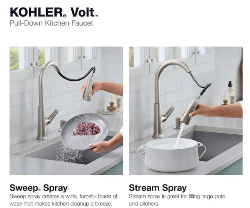 Volt Stainless Steel Pull-Down Kitchen Faucet with Soap Dispenser