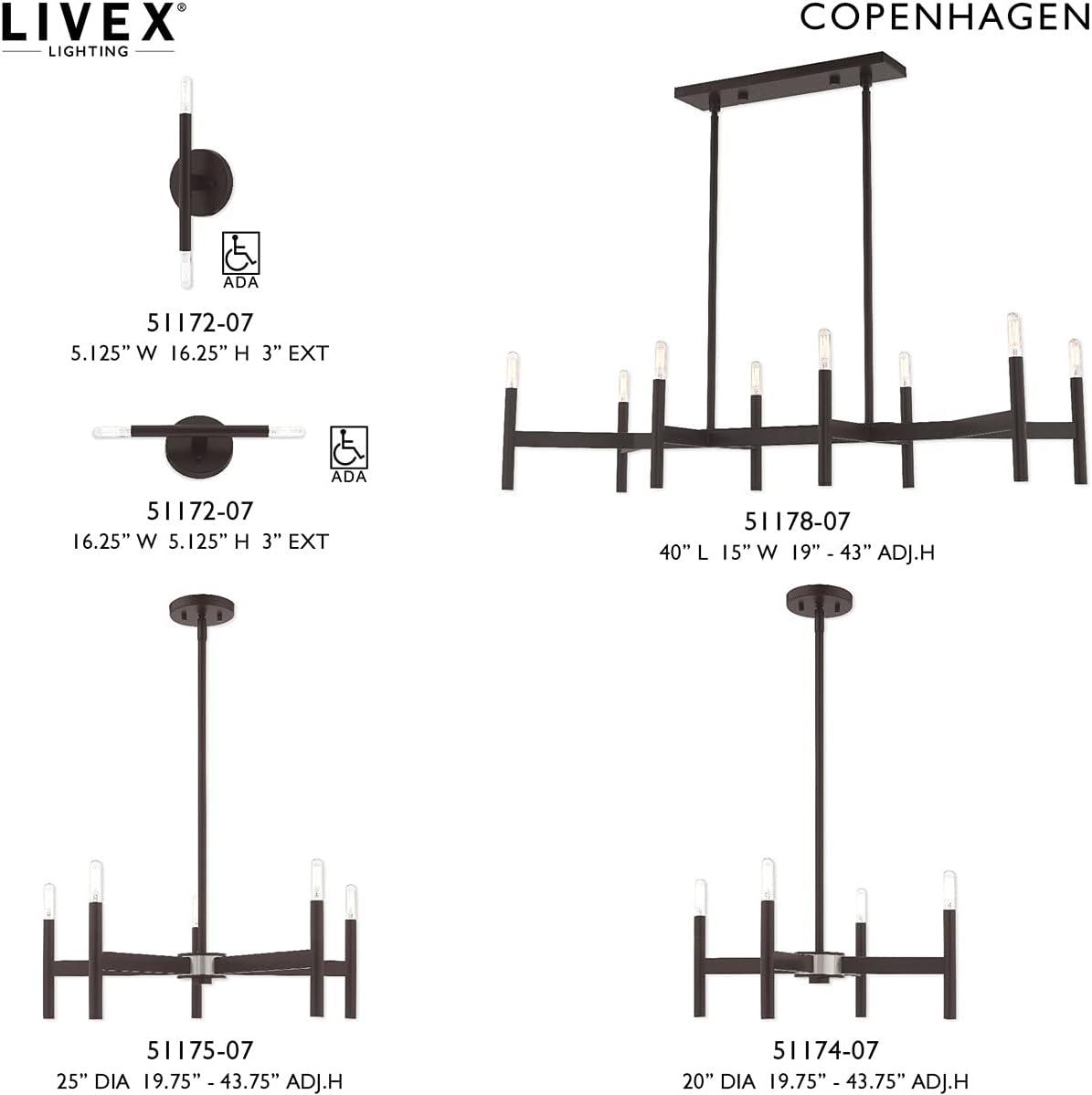 Copenhagen Bronze 8-Light Industrial Linear Chandelier