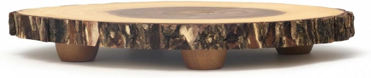 Small Acacia Wood Tree Bark Footed Server Platter