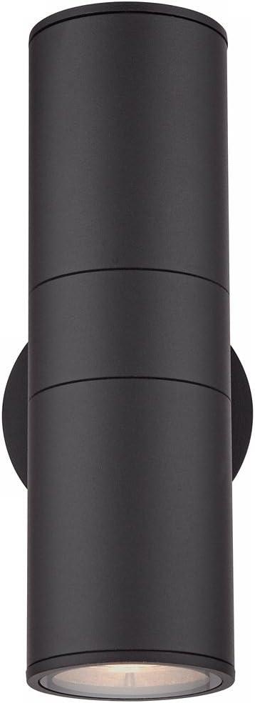 Possini Euro Design Ellis Modern Outdoor Wall Light Fixture Black Cylinder Up Down 11 3/4" for Post Exterior Light Barn Deck Post Light House Porch