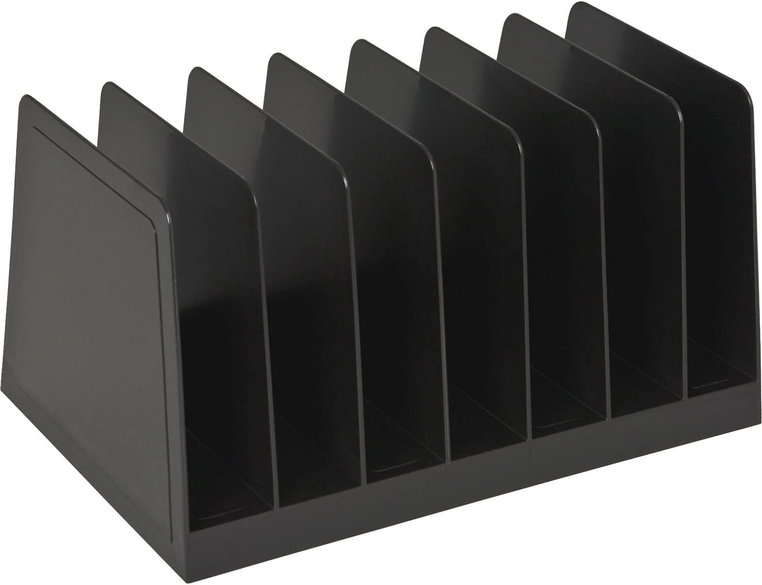 Black 7-Compartment Plastic Desk Sorter