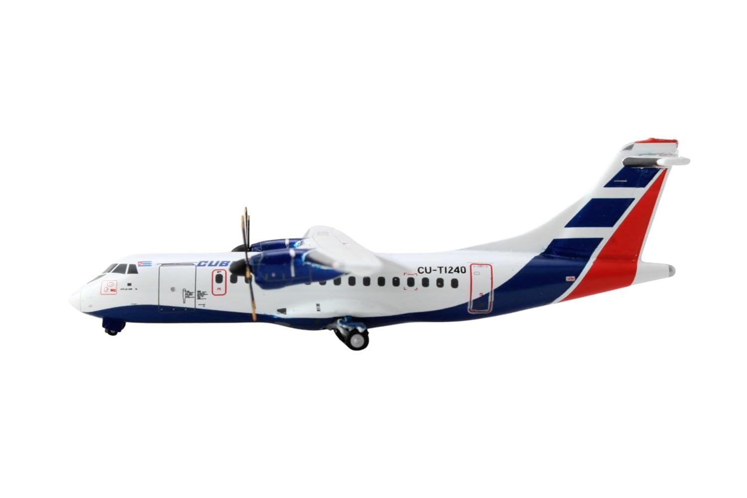 ATR 42-500 Commercial Aircraft "Cubana Airlines" White with Red and Blue Stripes 1/400 Die Cast Model Airplane by GeminiJets