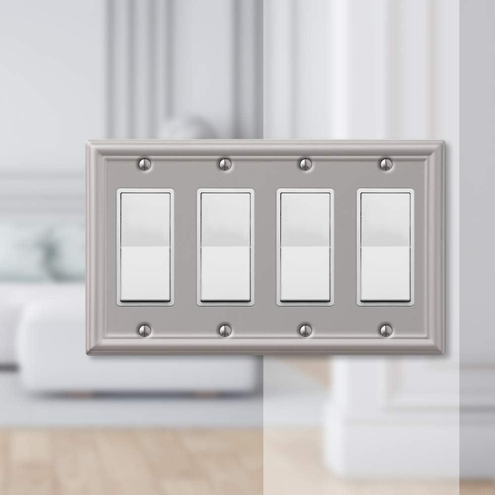 Amerelle 149R4BN Chelsea Wallplate, 4 Rocker GFCI, Steel, Brushed Nickel, 1-Pack