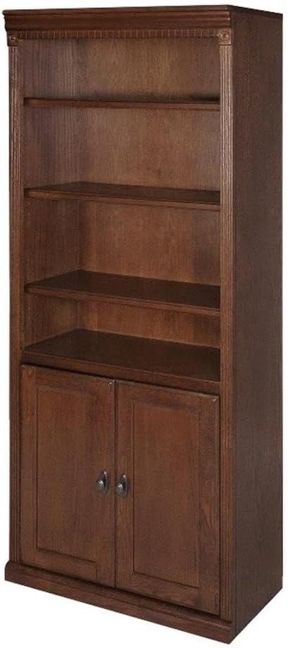 72" Huntington Oxford Wood Bookcase with Doors Brown - Martin Furniture: Hardwood, No Assembly Required