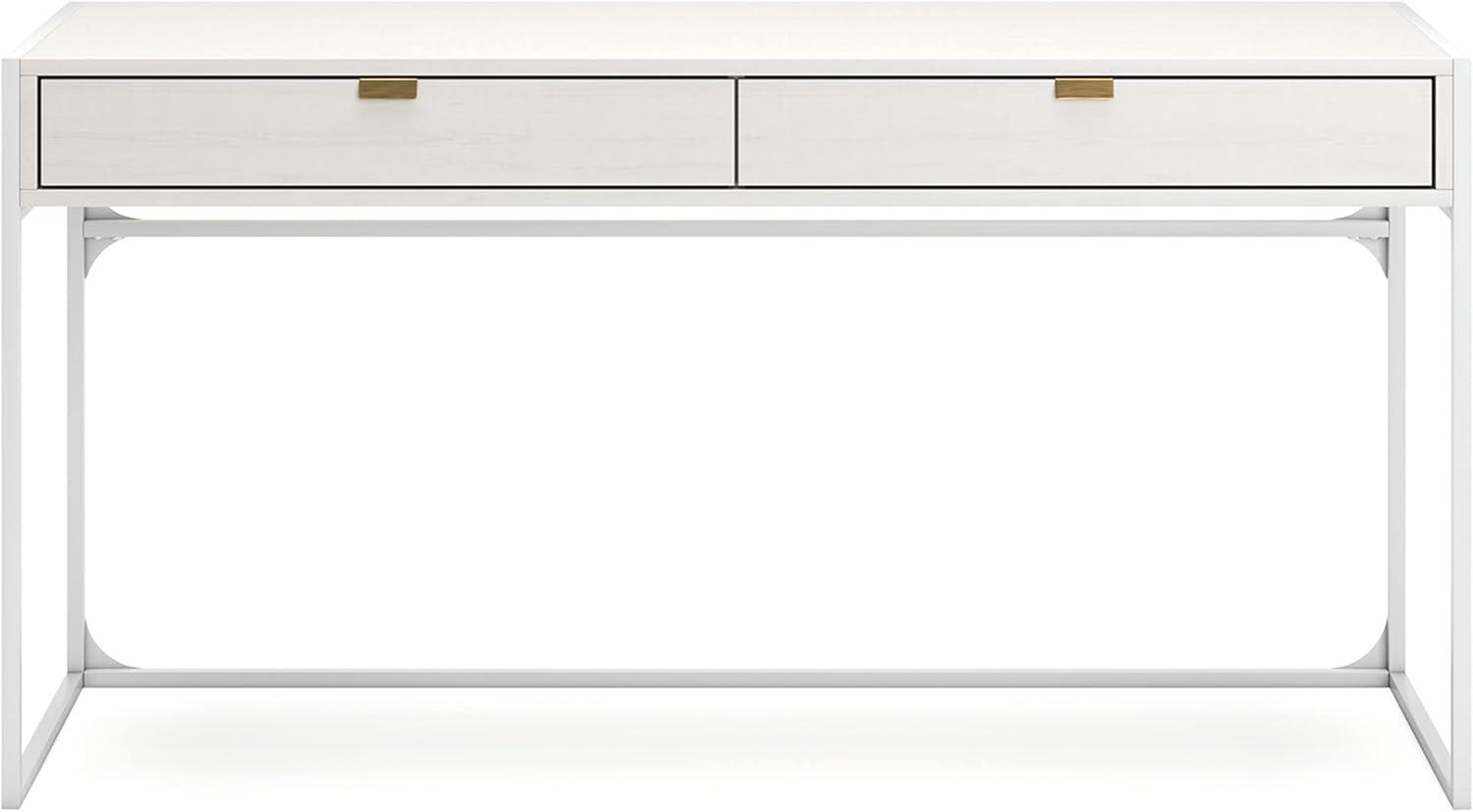 White Modern Desk with Drawers and Filing Cabinet