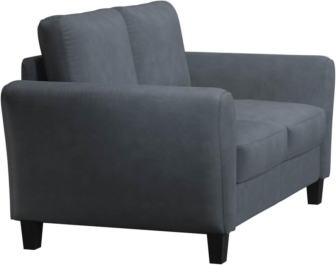 Lifestyle Solutions Alexa Loveseat with Rolled Arms, Gray Fabric