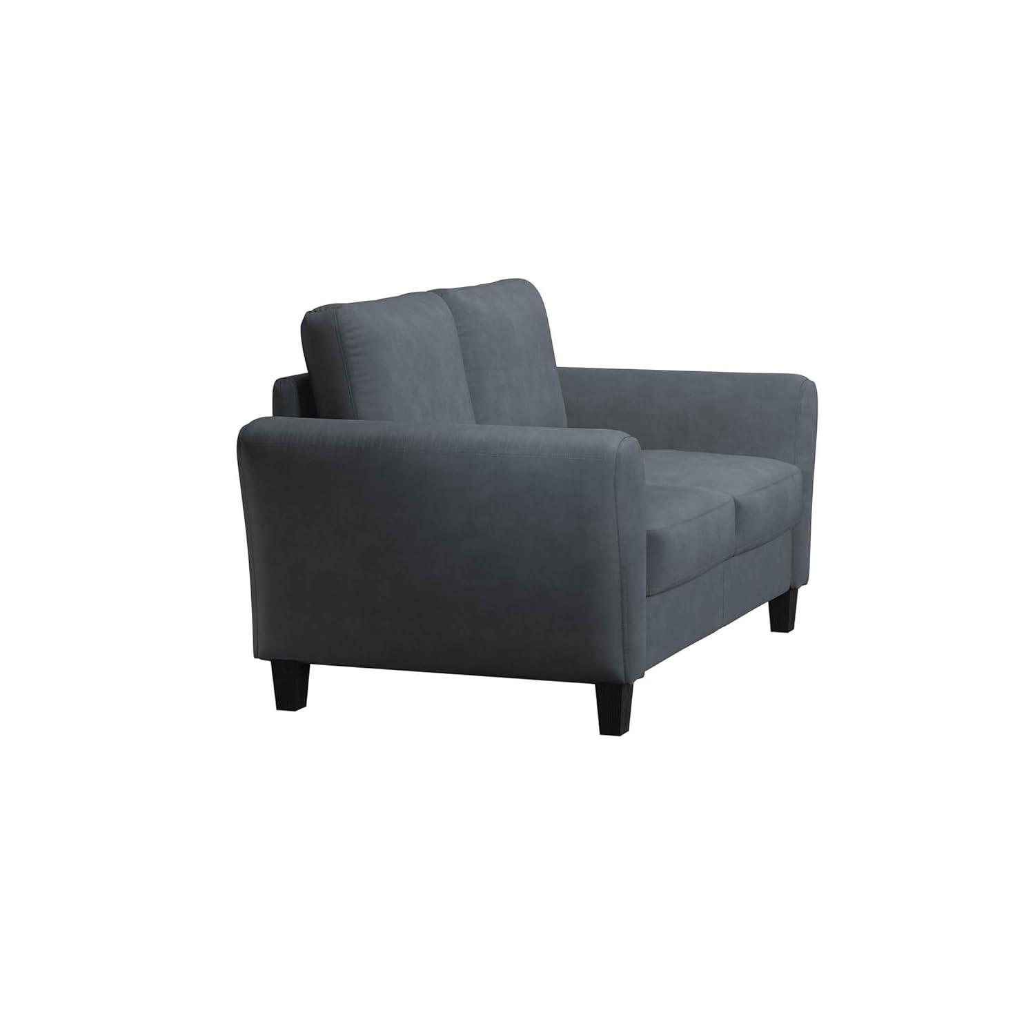 Lifestyle Solutions Alexa Loveseat with Rolled Arms, Gray Fabric