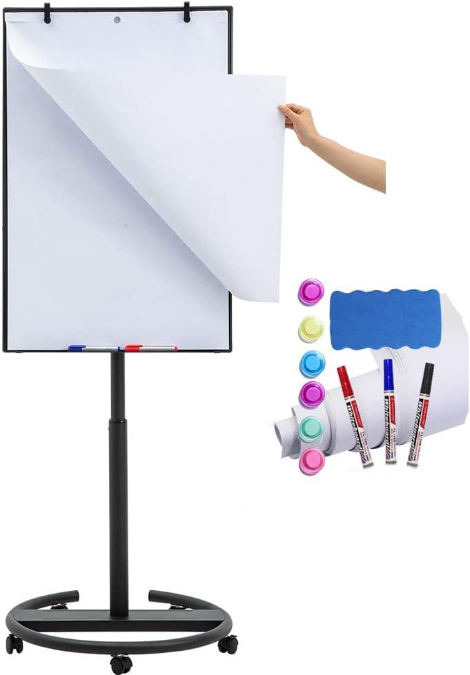 Adjustable Magnetic Whiteboard Easel with Tripod Stand and Flipchart