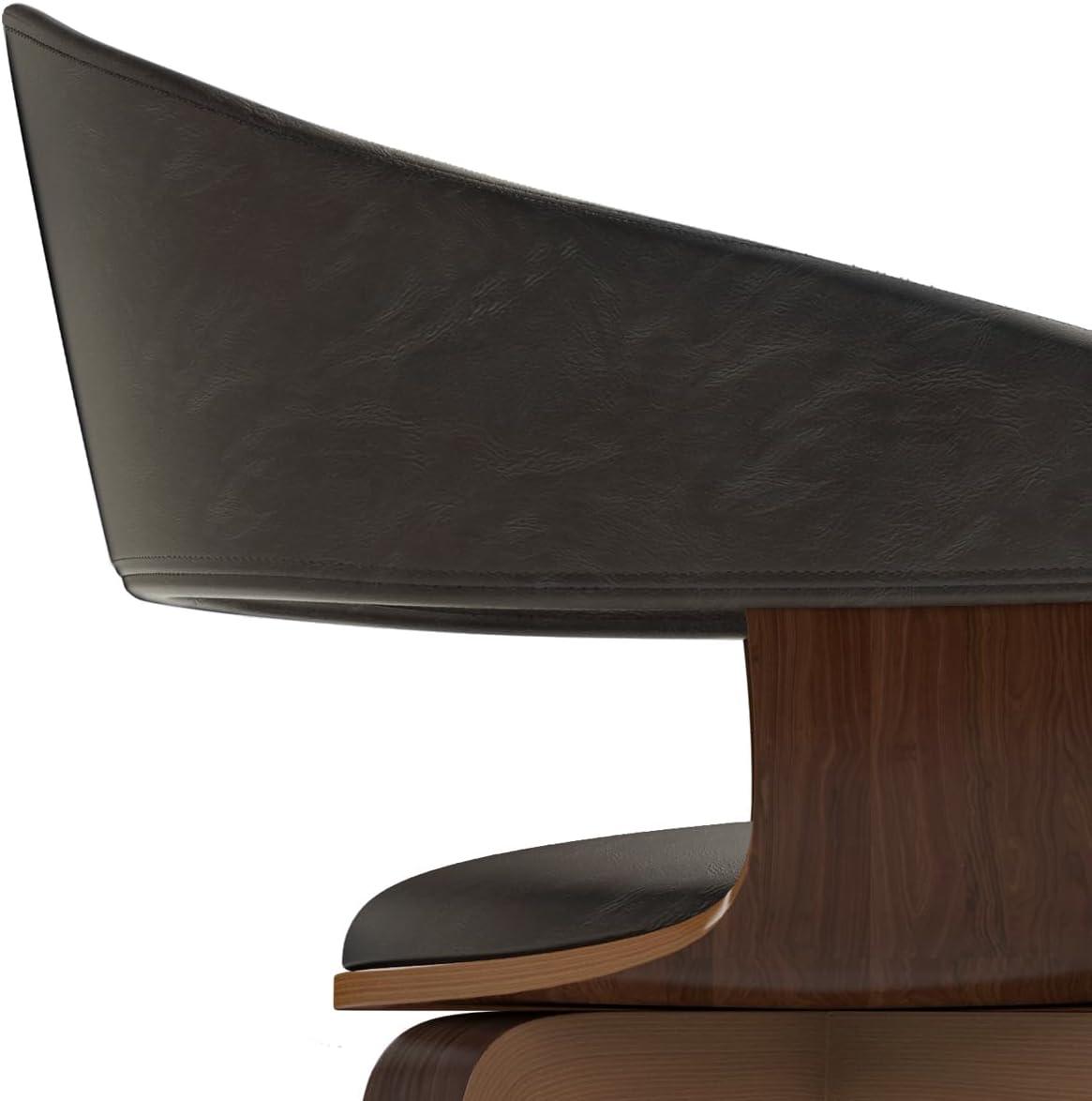 Simpli Home Lowell Bentwood Upholstered Dining Chair with Curved Backrest in Mid-Century Modern Style