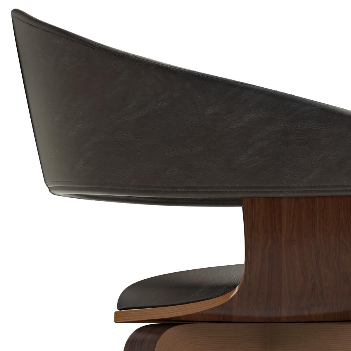 Simpli Home Lowell Bentwood Upholstered Dining Chair with Curved Backrest in Mid-Century Modern Style