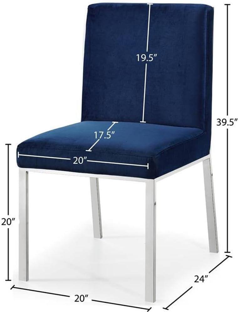 Opal Navy Velvet Upholstered Dining Chair with Metal Base