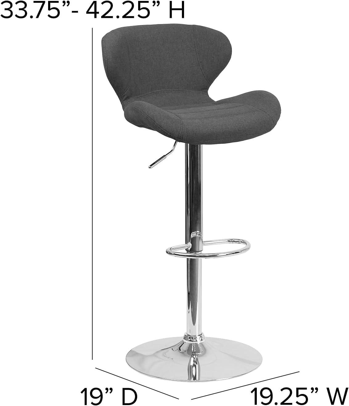 Flash Furniture Contemporary White Vinyl Adjustable Height Barstool with Curved Back and Chrome Base