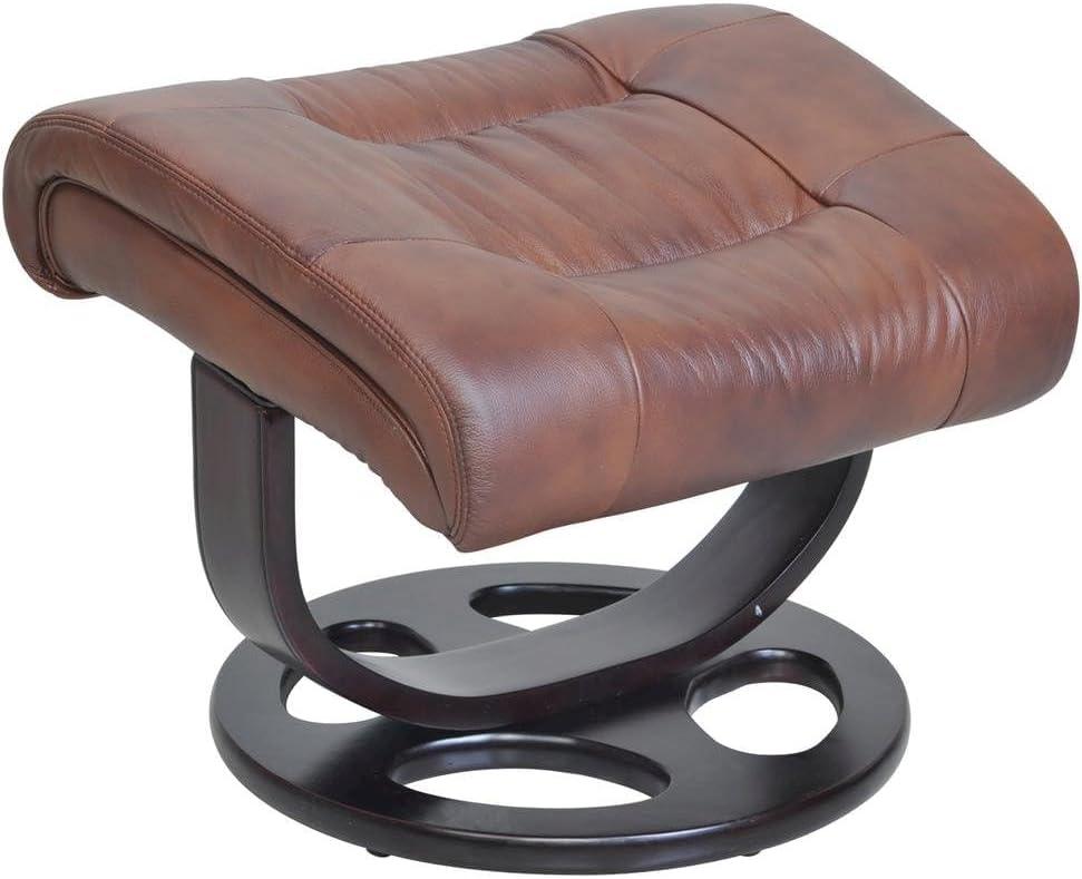 Bowery Hill Contemporary Leather Recliner in Vintage Brown Finish