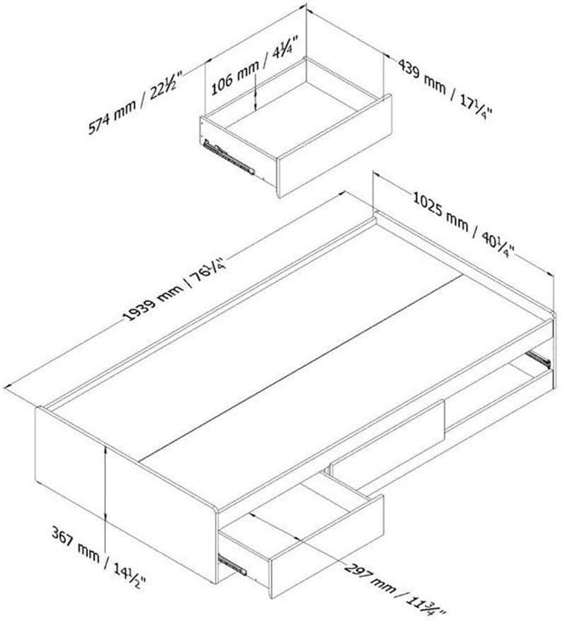 Twin Fusion Mates Kids' Bed with 3 Drawers Pure White  - South Shore