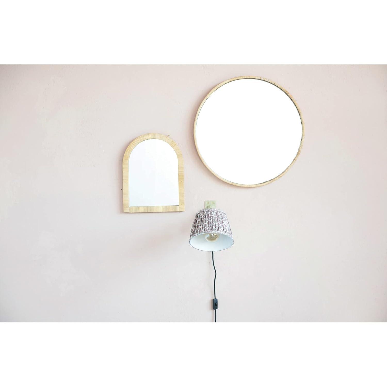 Creative Co-Op Creative Co-Op Arched Wrapped Rattan Framed Wall Mirror, Natural