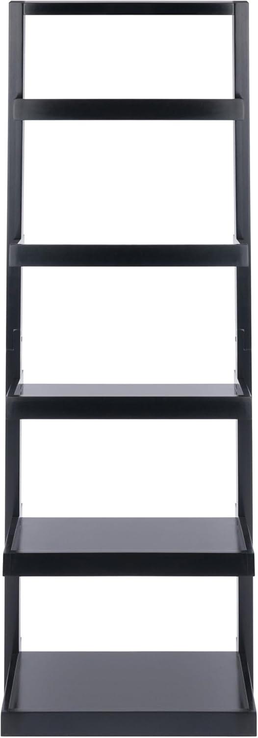 74.65" Bailey Leaning Shelf Black Finish - Winsome: 5-Tier Storage, Modern Design