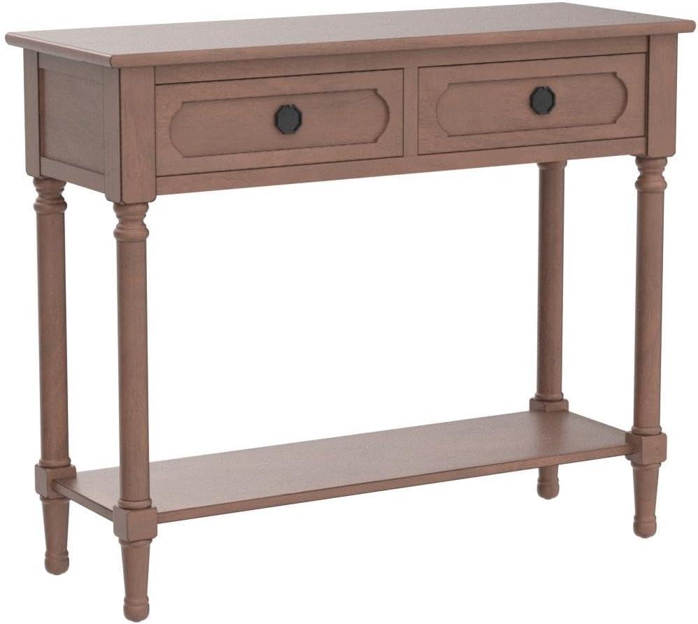 SAFAVIEH Allura French Brown Wood Console Table with Drawer (35.5 in. W x 13 in. D x 29.5 in. H)