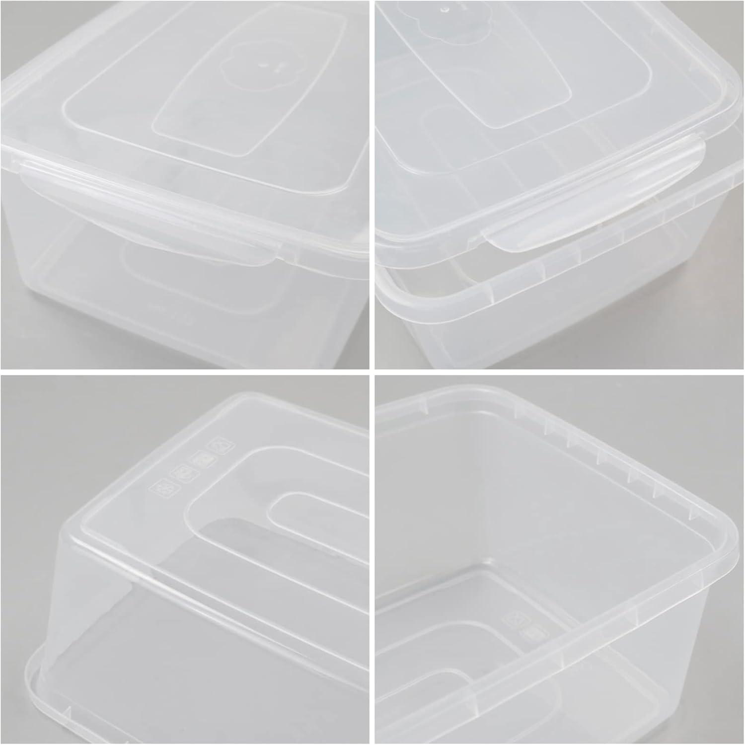 Clear Stackable Plastic Lidded Storage Boxes, 14 Quarts, 4-Pack