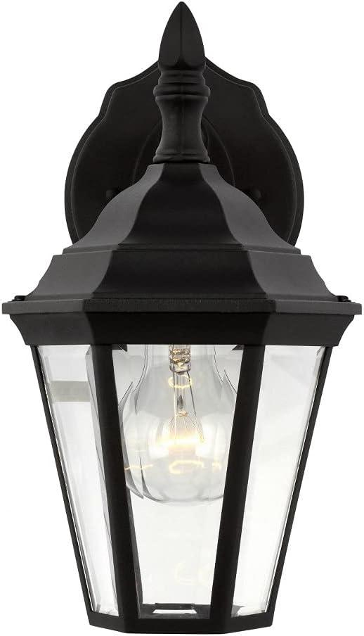 Black Clear Beveled Glass Outdoor Wall Sconce