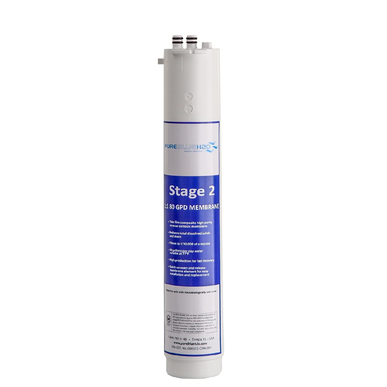 Pure Blue 3-Stage 1:1 Ultra 80 GPD Certified Reverse Osmosis System Replacement Filter - Stage 2 Membrane Filter