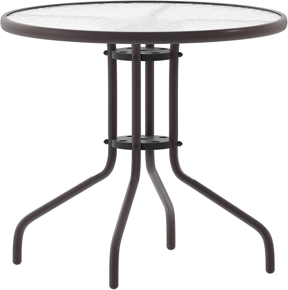 Flash Furniture Bellamy 31.5'' Round Tempered Glass Metal Table